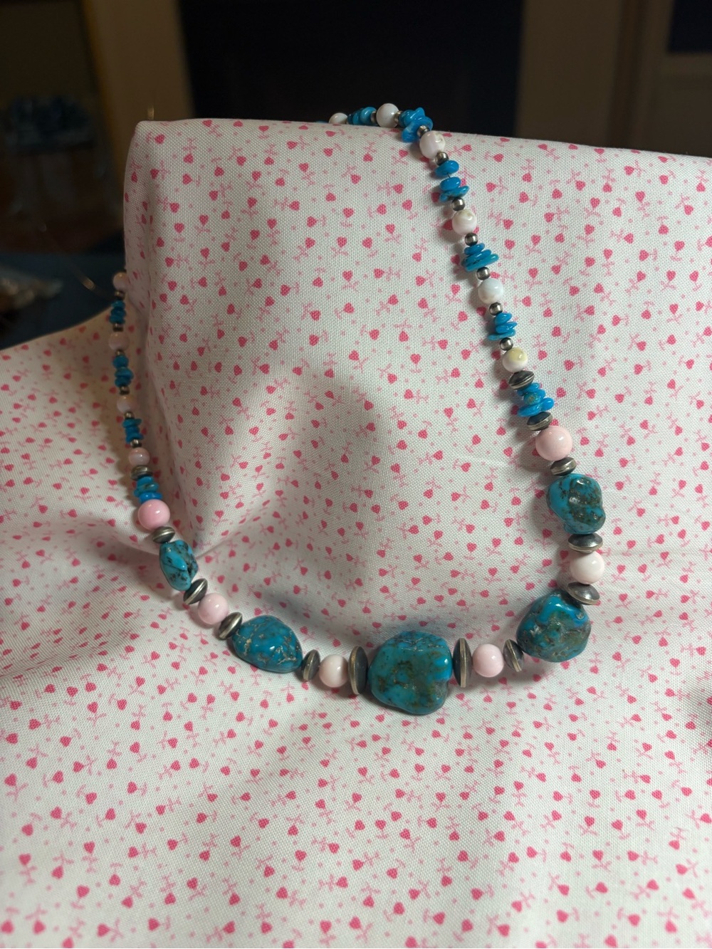 Turquoise & Pink Conch Bead Necklace - Women Jewelry